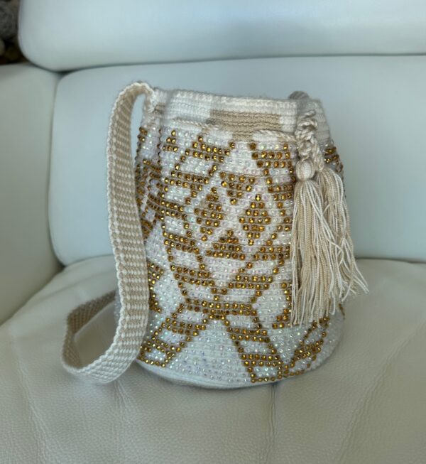 Wayuu Mochila Crossbody Bag, Rhinestone Studded Handbag