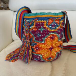 Women's Wayuu Mochila Crossbody Bags, Rhinestone Studded