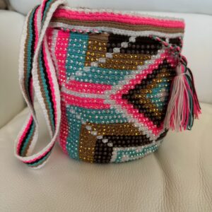 Wayuu Mochila Crossbody Bag, Rhinestone Studded for Women