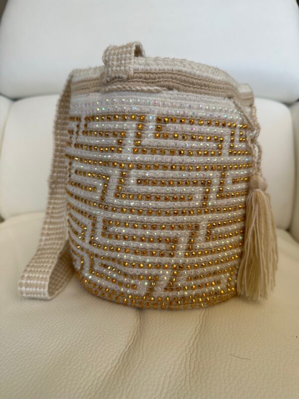 Wayuu Mochila Crossbody Bags, Rhinestone Studded Purses