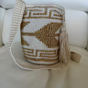 Unique Wayuu Mochila Crossbody Bags, Rhinestone Studded