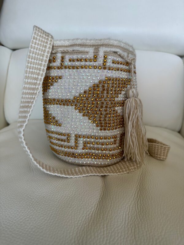 Unique Wayuu Mochila Crossbody Bags, Rhinestone Studded